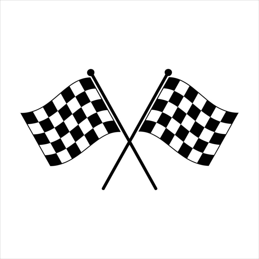 Two Crossed Checkered Flag NASCAR Racing Flag Finish Line, Sports finish line flags silhouette vector