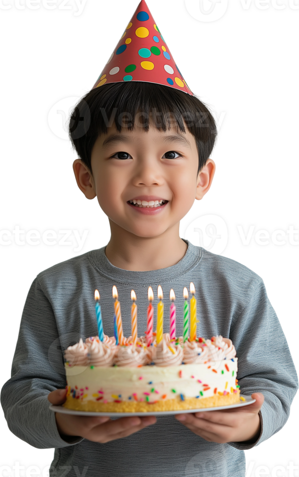 A boy holding a birthday cake with candle png