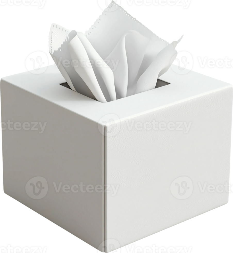 A white box with tissue in it png