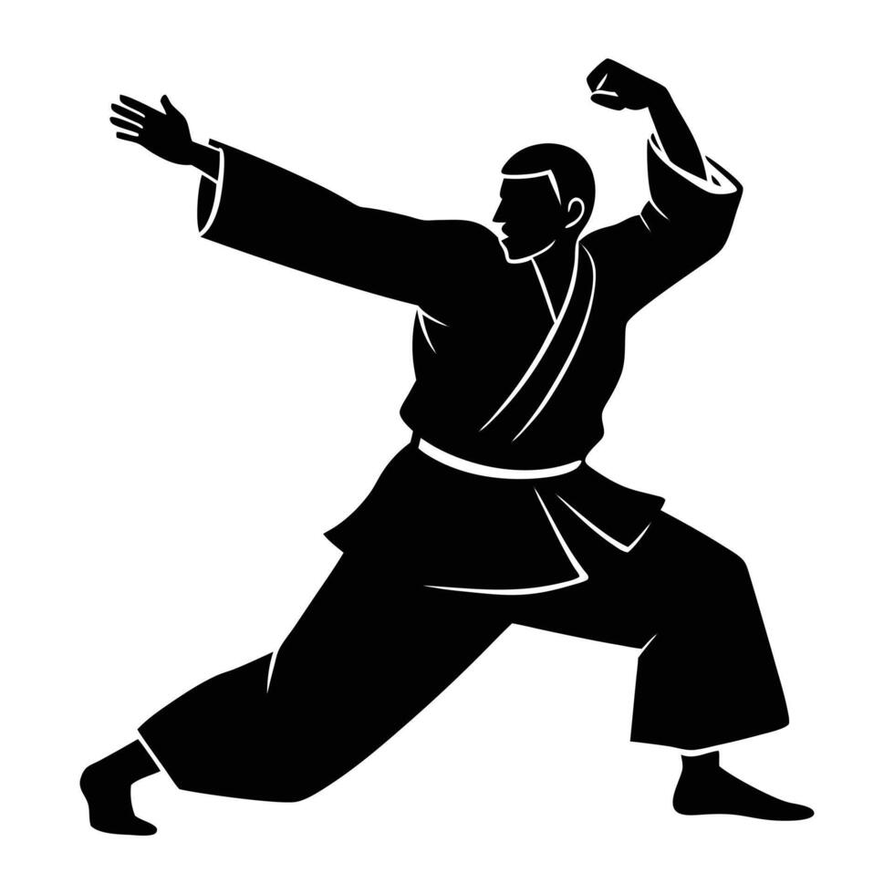karate man silhouette. vector