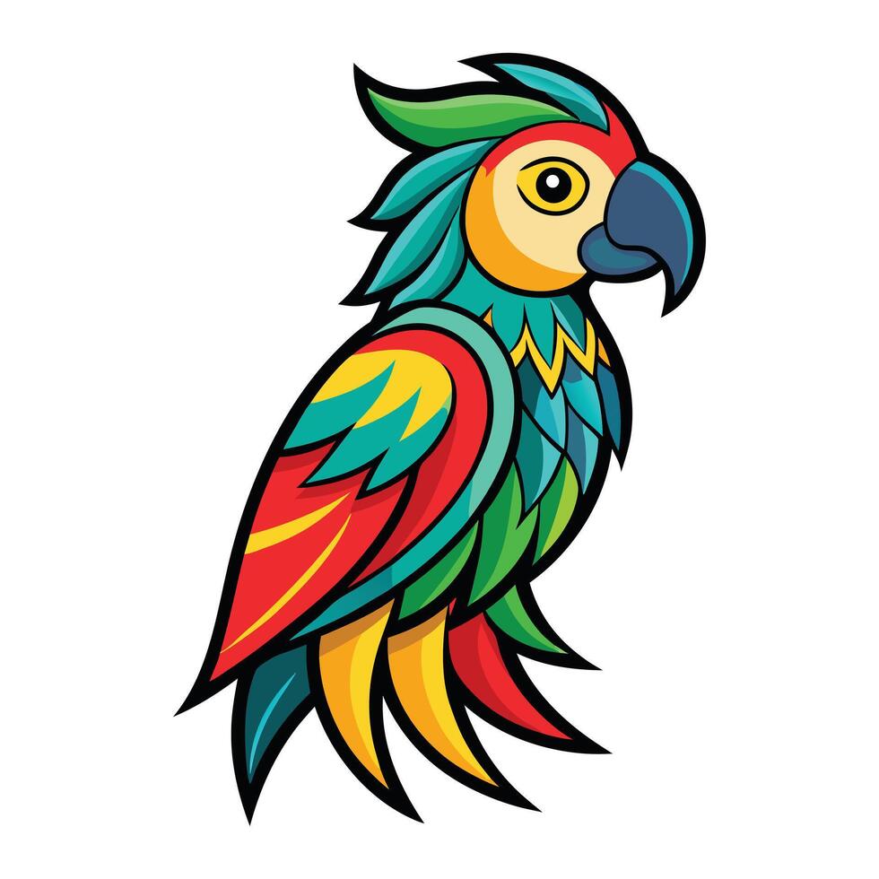 a colorful parrot with a long tail vector