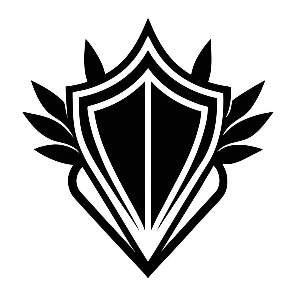 a black and white logo for a shield vector
