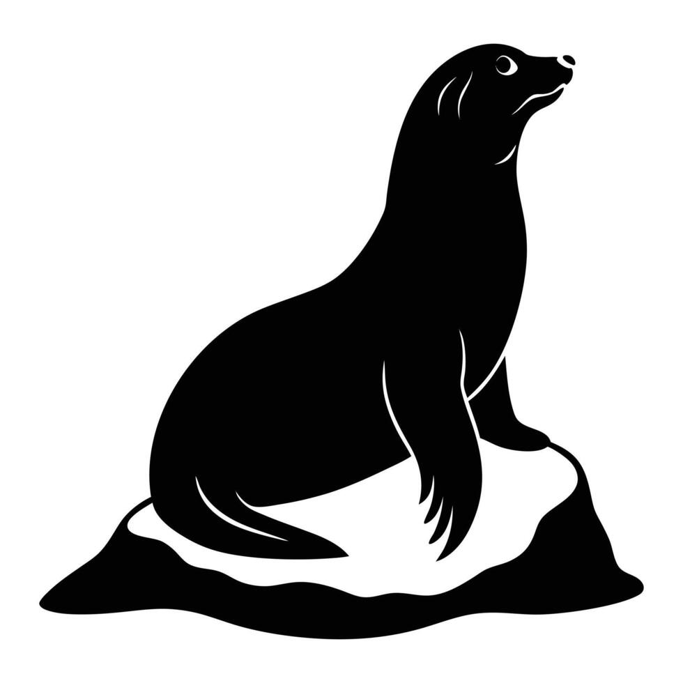 a black and white illustration of a sea lion vector