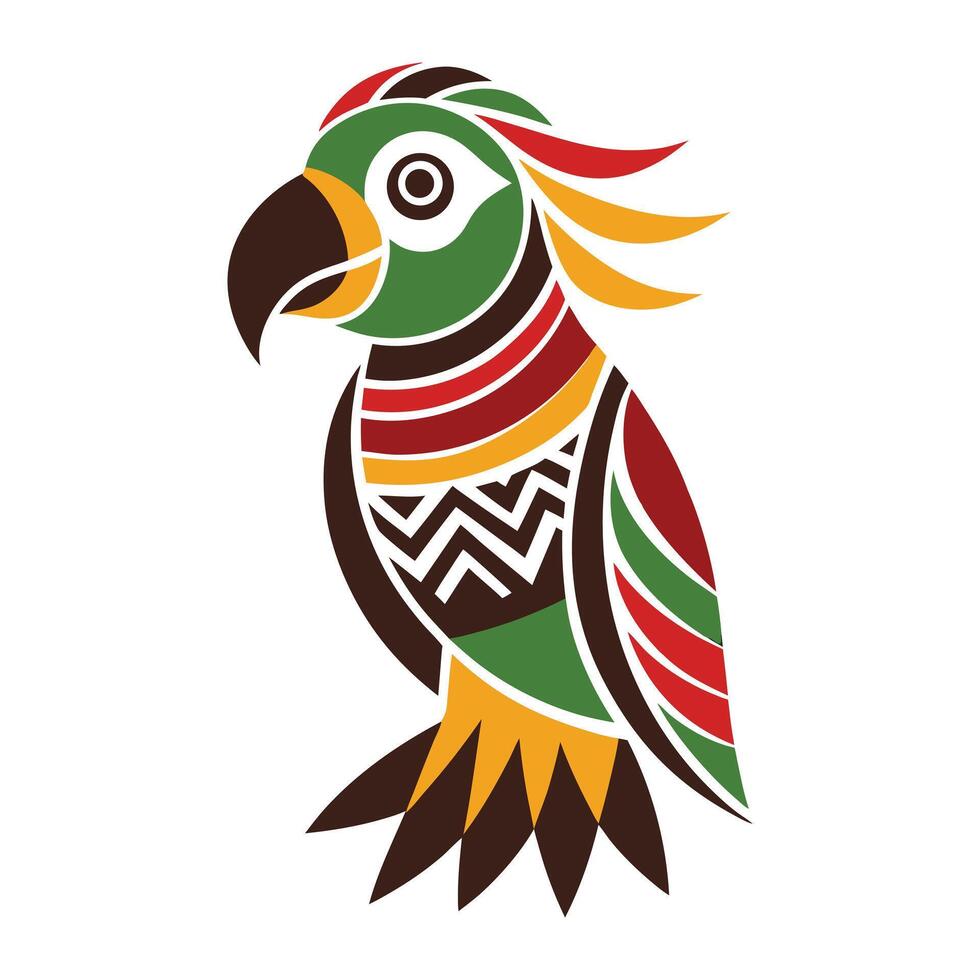 a colorful parrot with a tribal pattern on its head vector