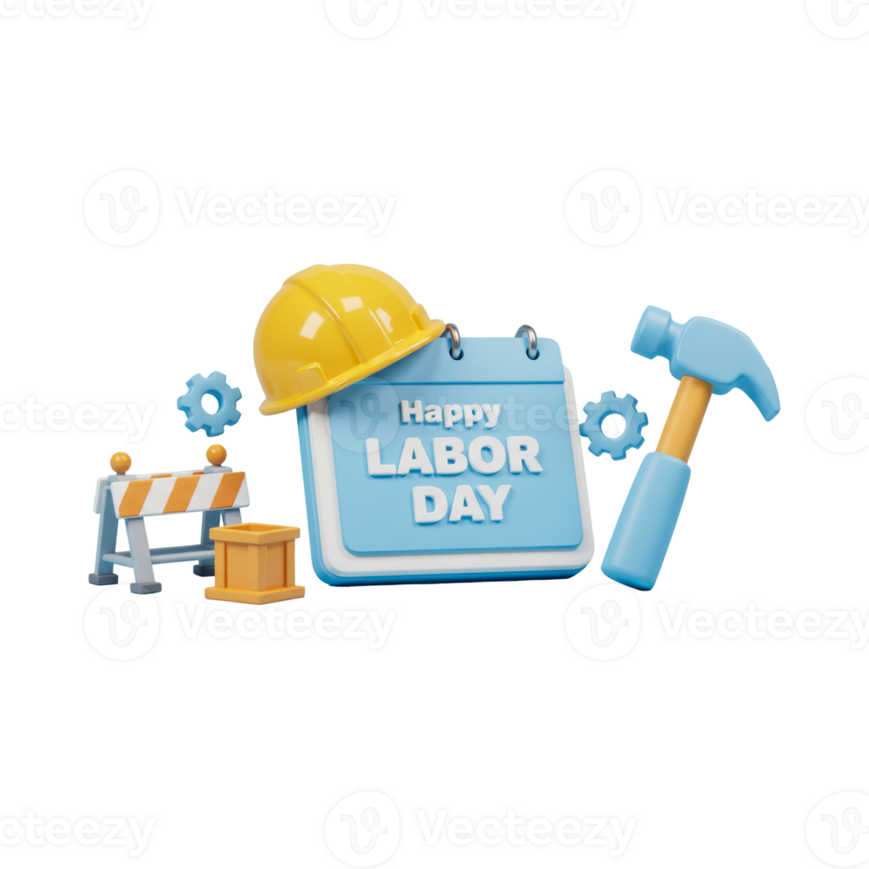 Playful illustration for Labour Day with construction elements png