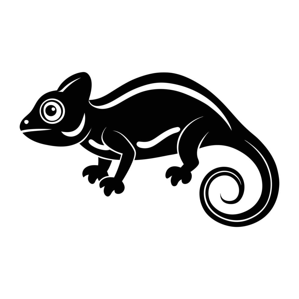 chameleon silhouette illustration white background. vector