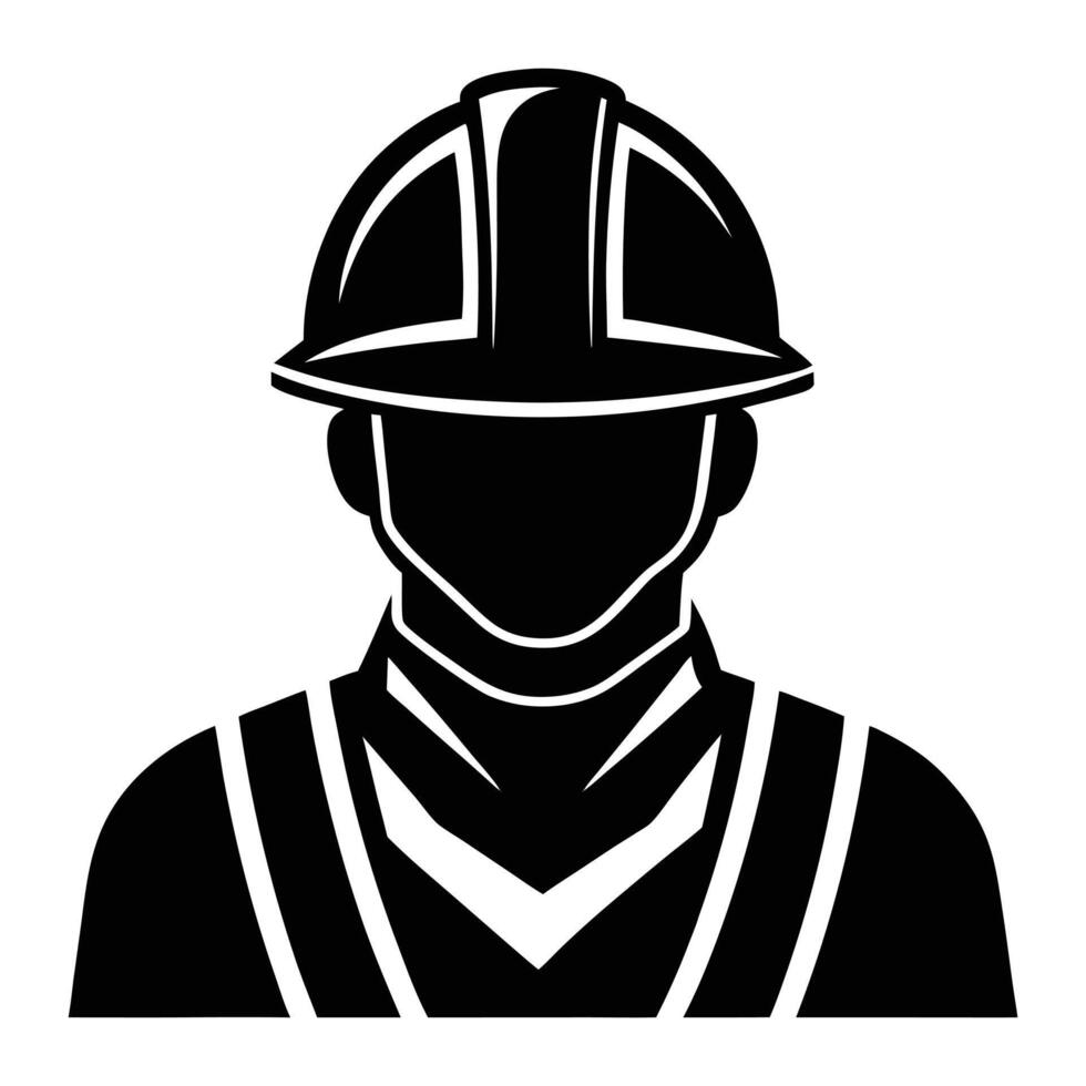 a black and white silhouette of a man in a hard hat vector