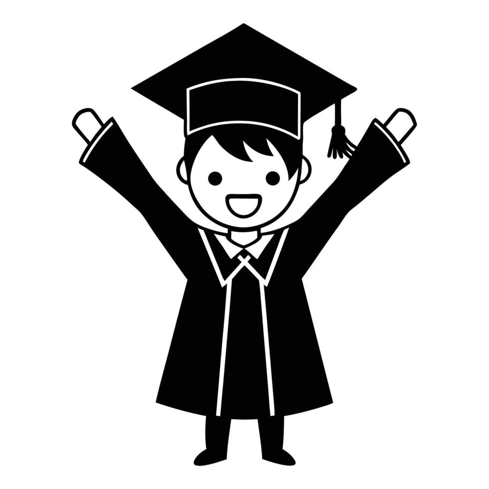 a black and white illustration of a graduate vector
