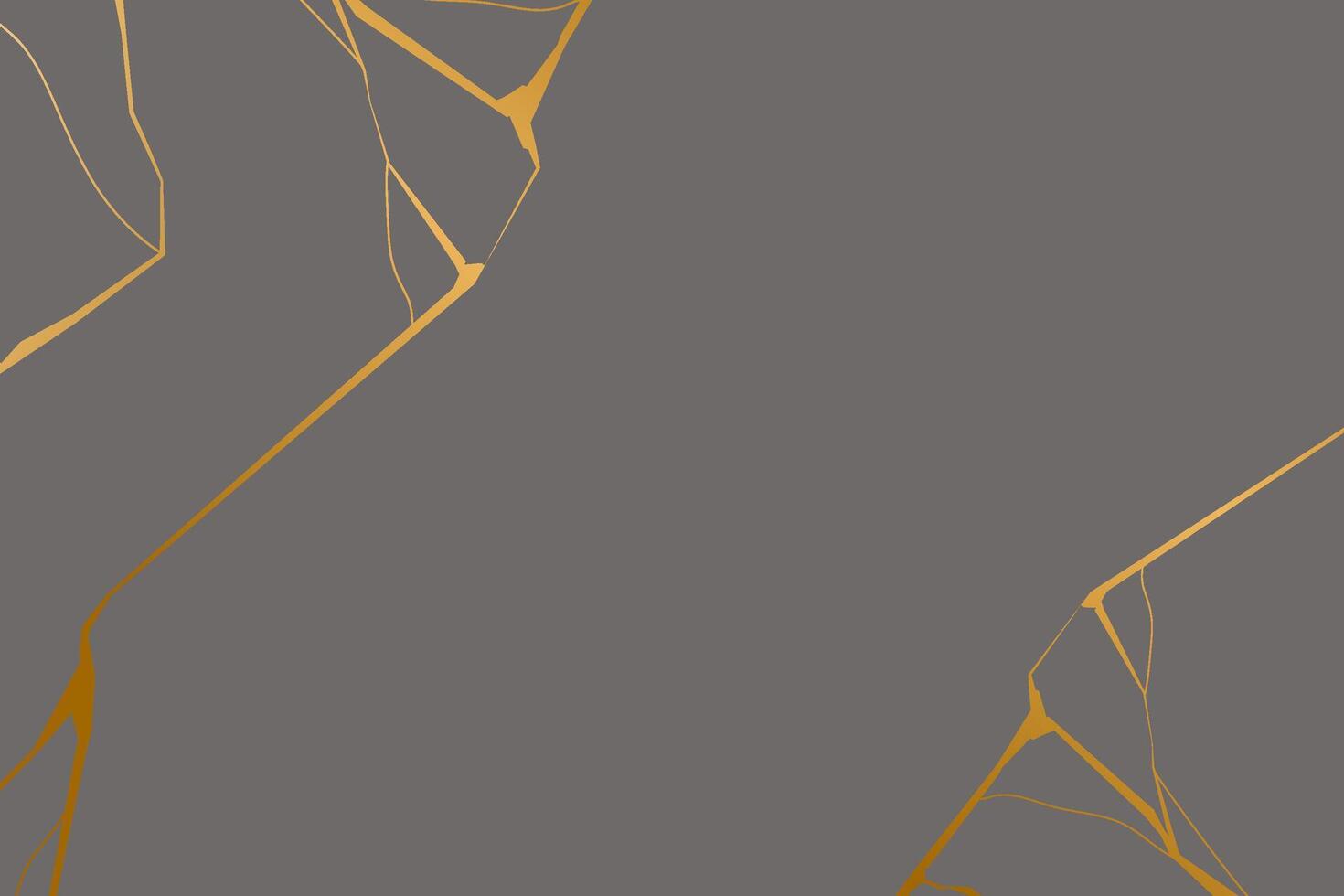 Gold kintsugi on gray background. Crack and broken effects. Marble texture. Luxury design for wall art, wallpaper, wedding card, social media. Modern illustration vector