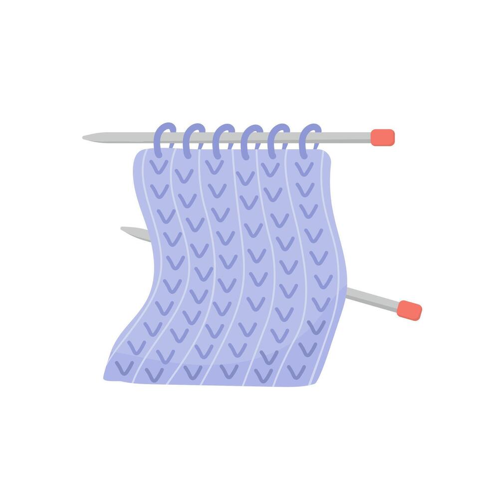 Knitting with needles. Cute hand drawn tailor shop elements. illustration in flat cartoon style vector