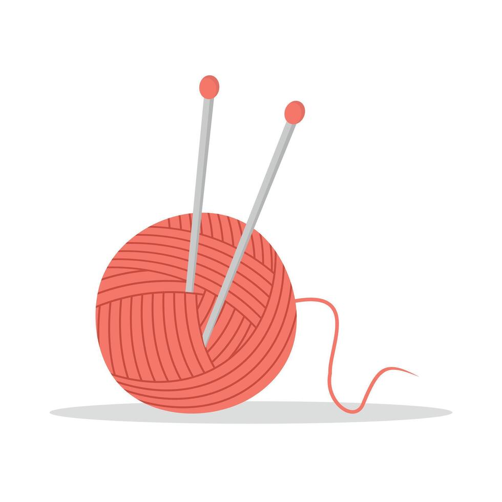 Ball of thread with knitting needles. Cute hand drawn skein. Tailor shop elements. illustration in flat cartoon style vector
