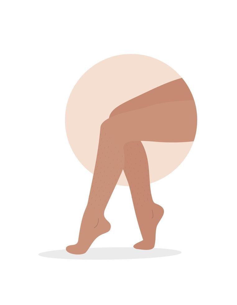 Hair removal. Laser and wax epilation methods. Perfect smooth female legs. illustration in flat cartoon style vector
