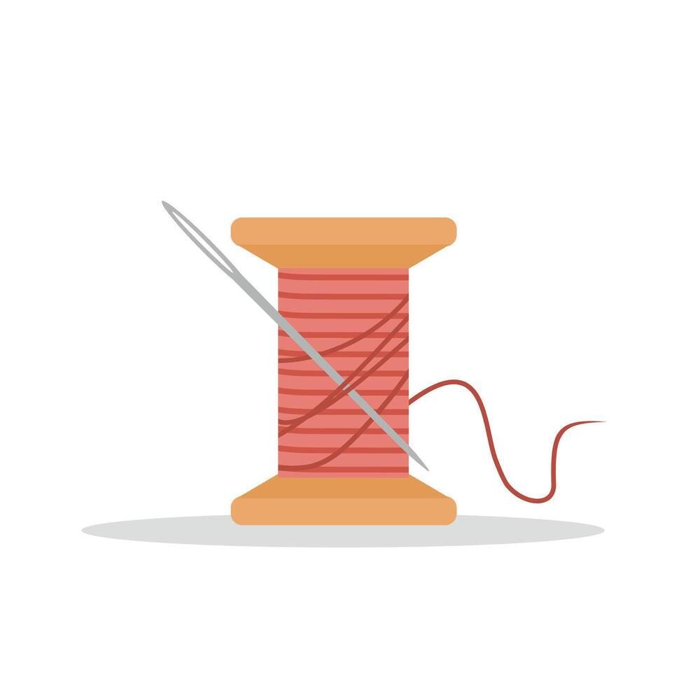 Needle and thread. Cute hand drawn skein. Tailor shop elements. illustration in flat style vector