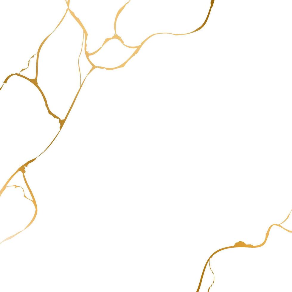 Gold kintsugi on white background. Crack and broken effects. Marble texture. Luxury design for wall art, wallpaper, wedding card, social media. Modern illustration vector