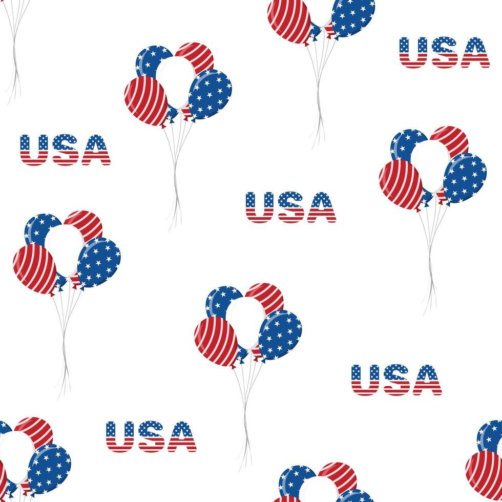 Independence Day of USA. Seamless pattern with balloons. Holiday background for 4th of July celebration. vector