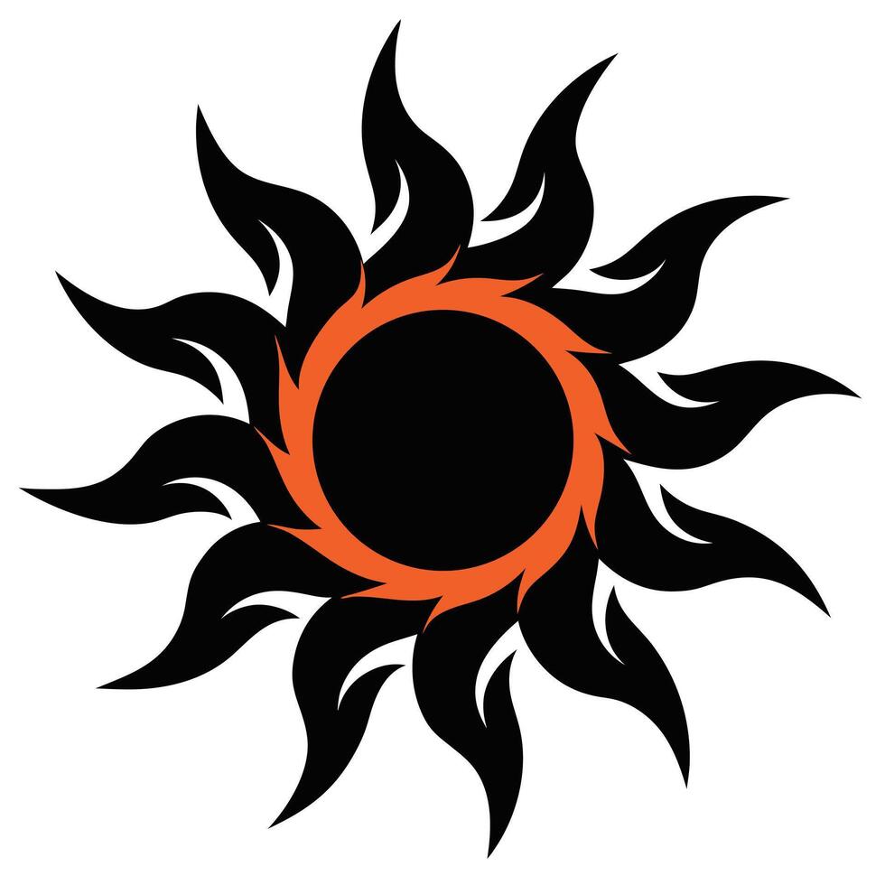 Modern Sun and Fire Two-Color Silhouette Design for Abstract Heat, Light, and Symbolic Themes vector
