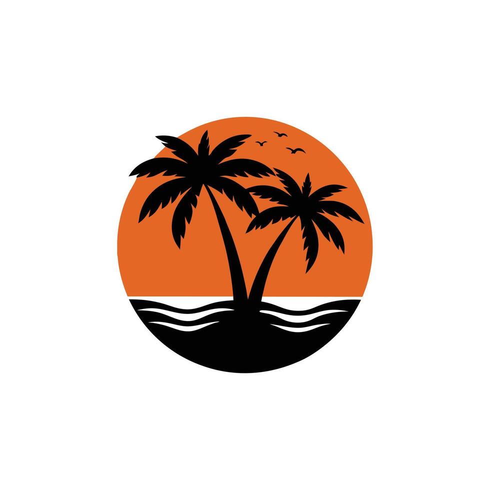 Stylized Palm Tree Elegant Line Illustration in Black and White for Summer and Nature Art vector