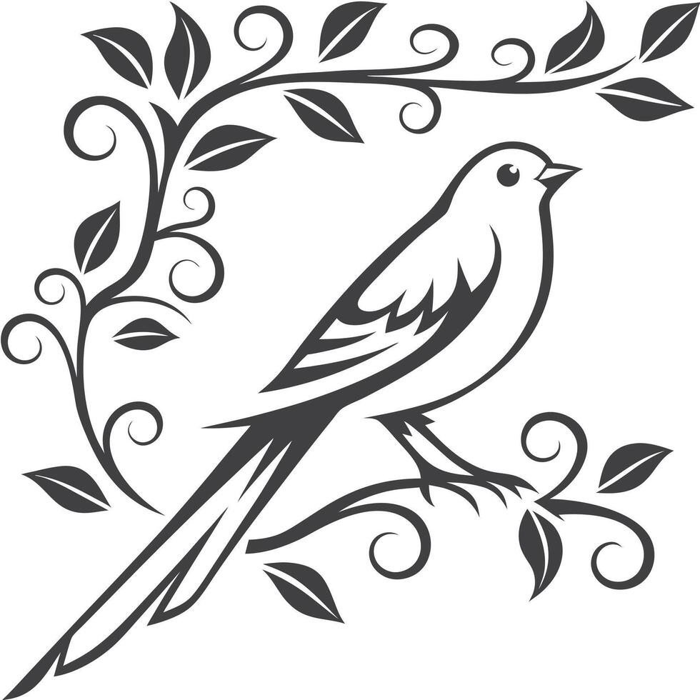 Black-and-White Bird Silhouette Simple Minimalist Design for Clean, Modern Art vector