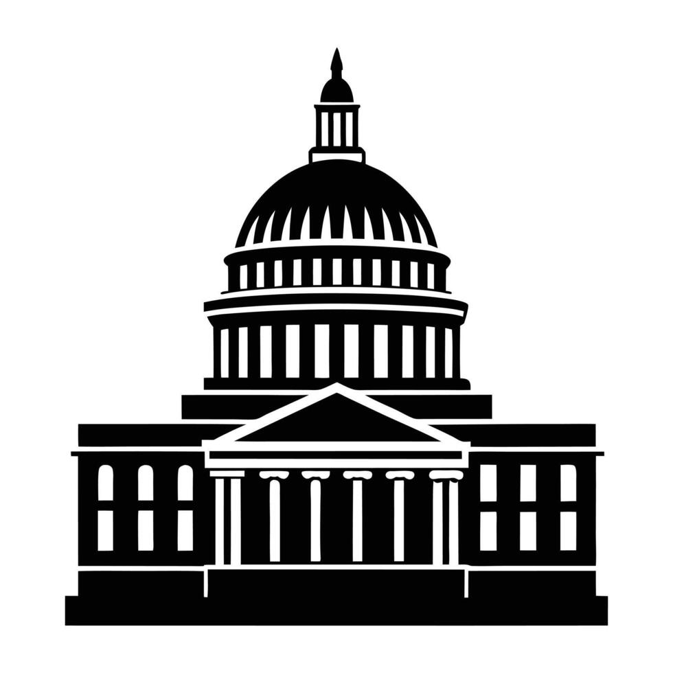 the united states capitol building in black and white vector