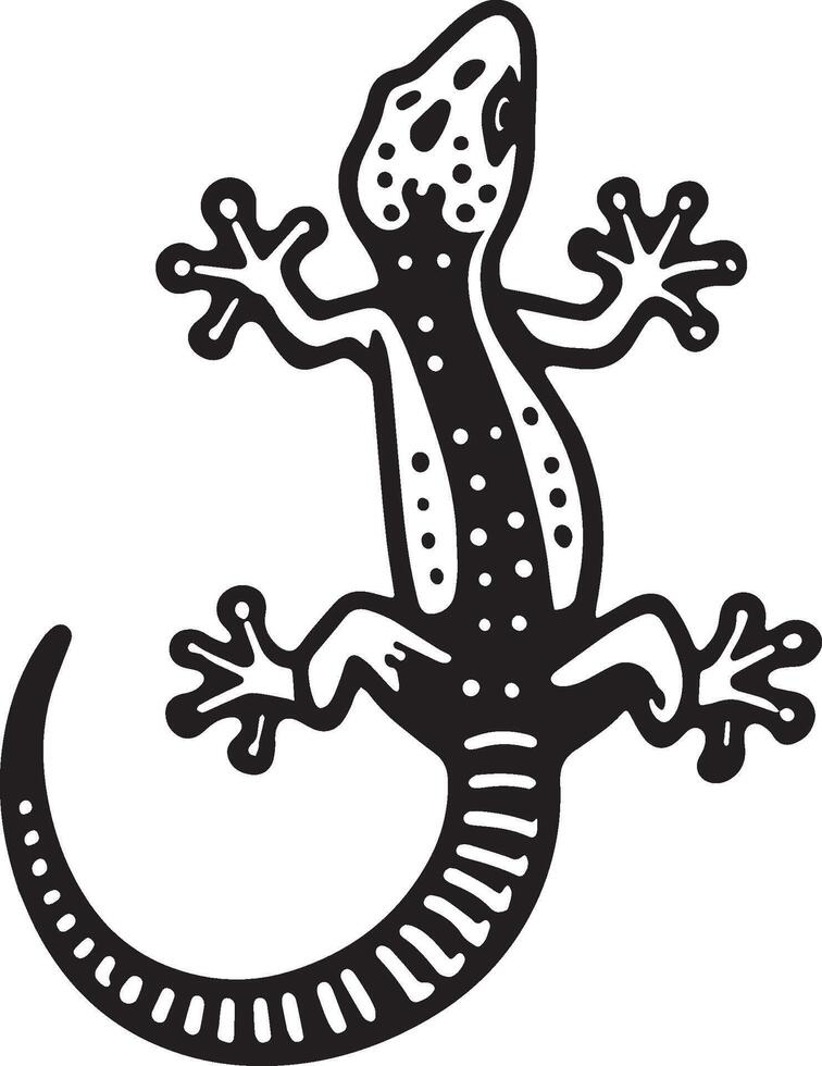 Lizard on Wall Sketch Drawing. vector