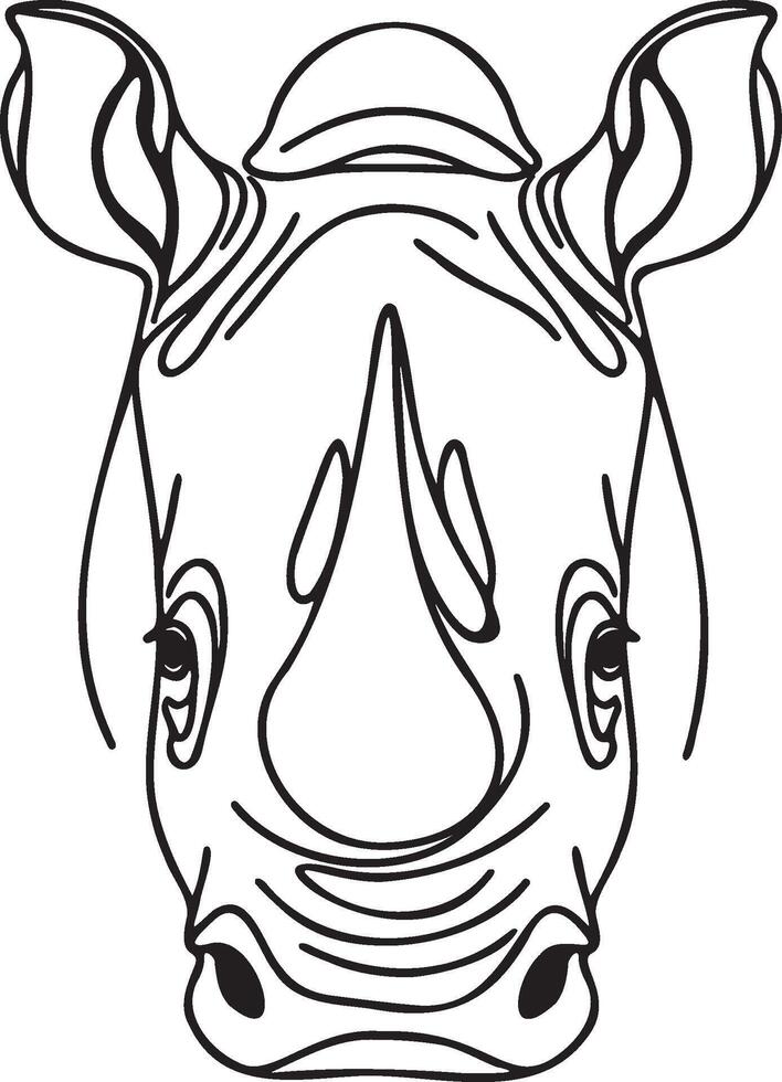 Rhino Head Line Art. vector