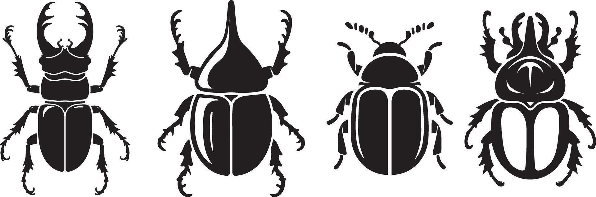 Beetle Sketch Illustration Set. vector