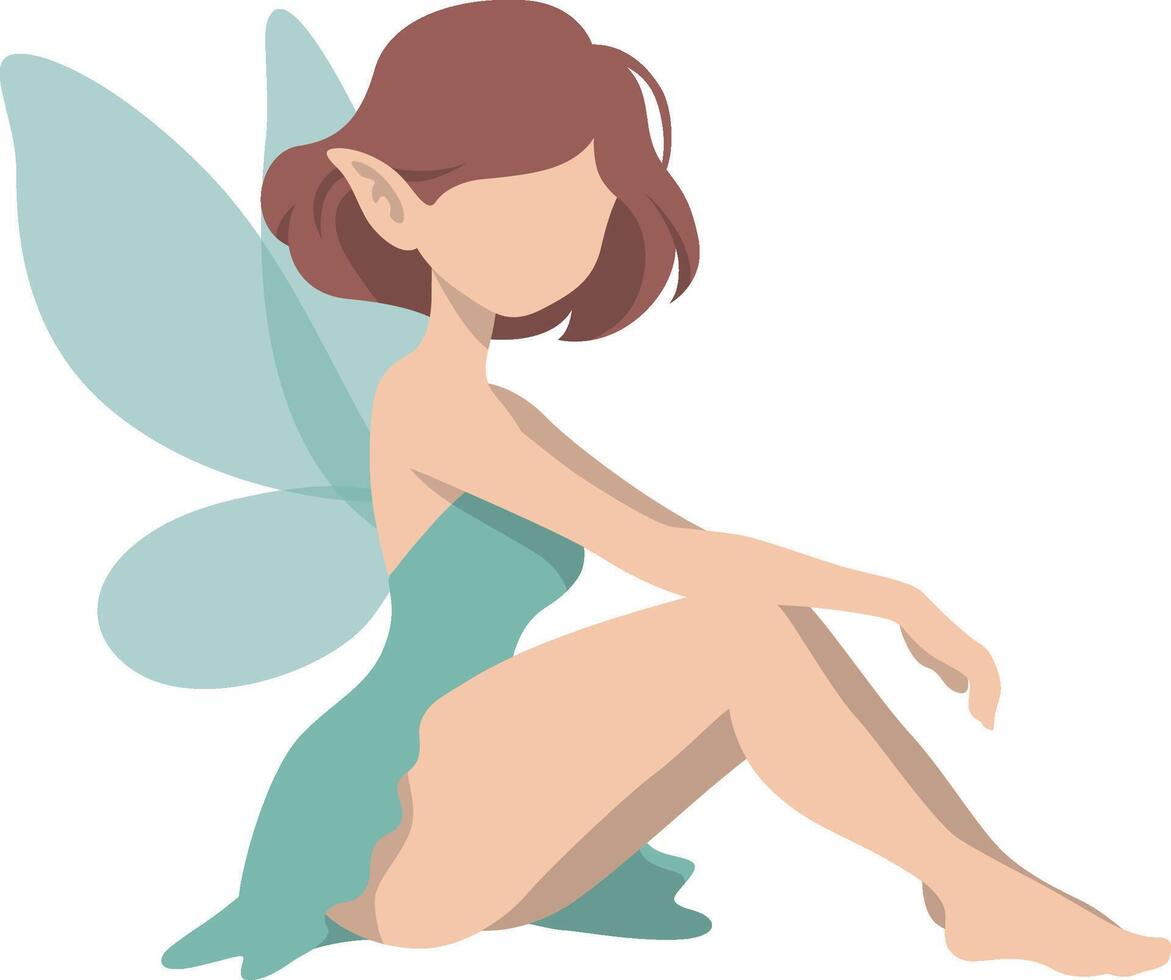 A Sprite Fairy Sitting Illustration. vector
