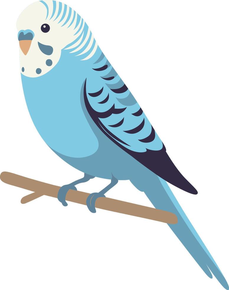 Budgie Pet on Branch Illustration. vector