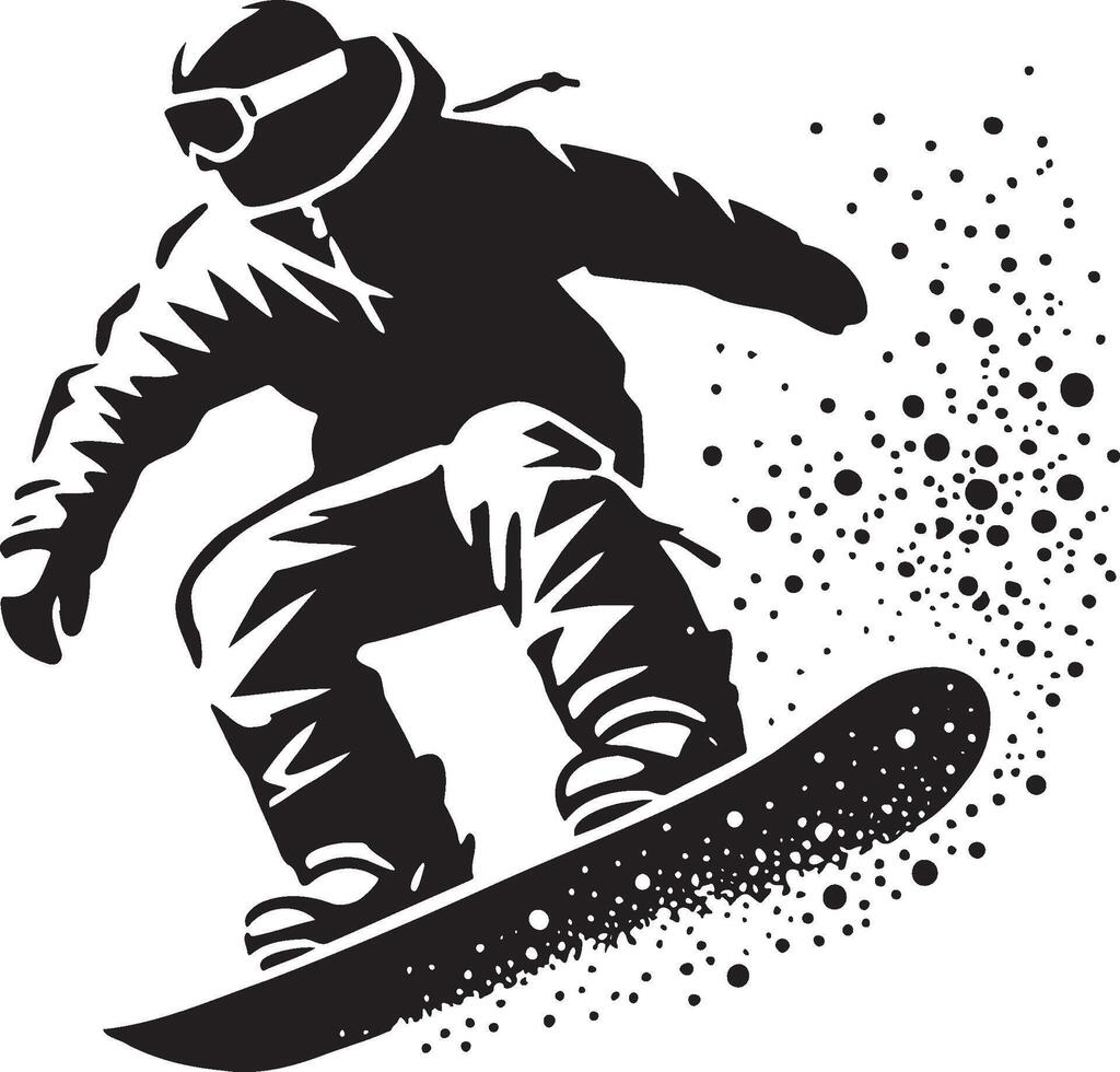 Skiboard Player Silhouette. vector