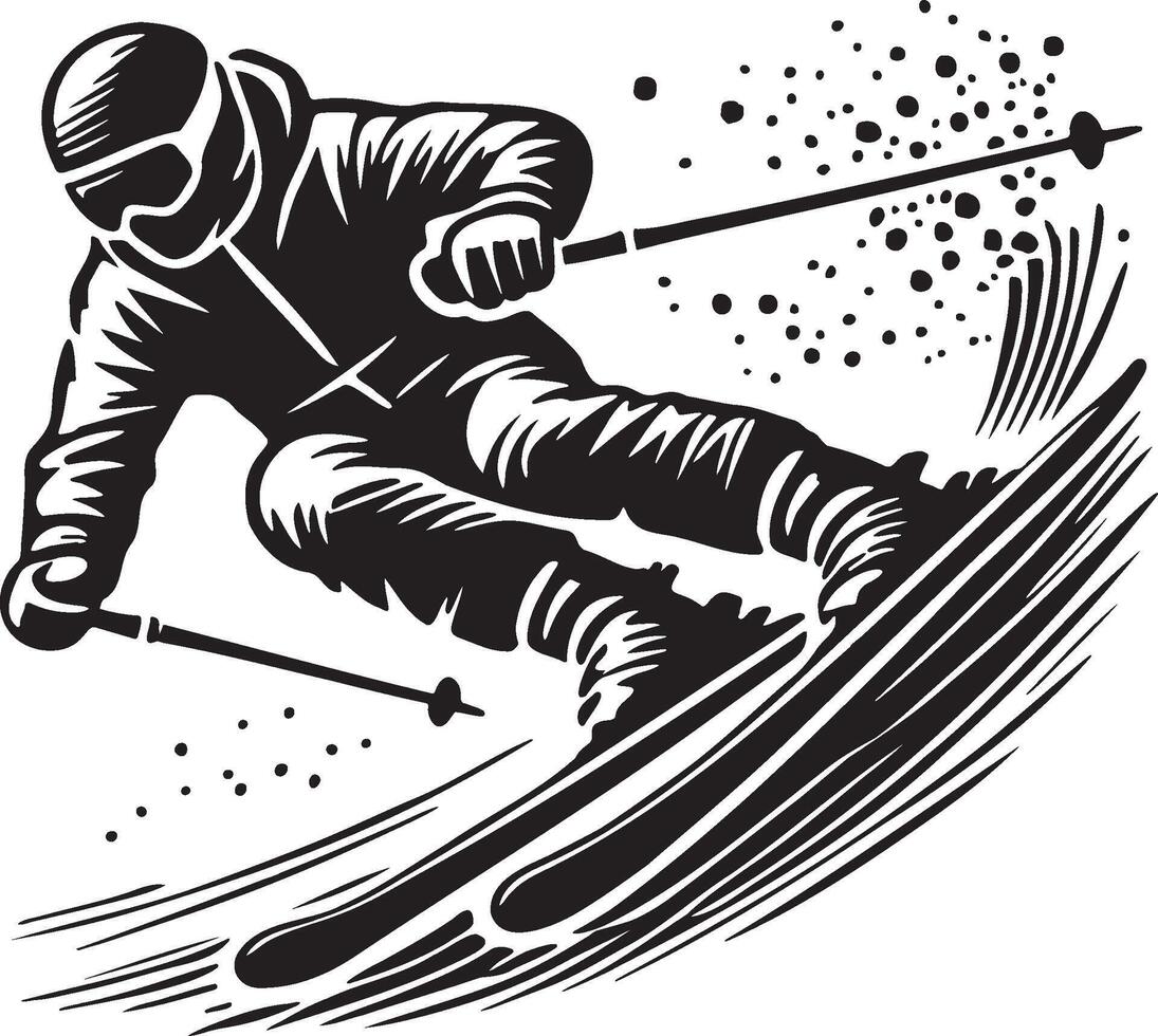 Skiing Player Silhouette. vector