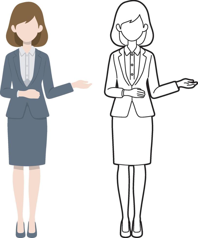 Businesswoman Showing Product. vector