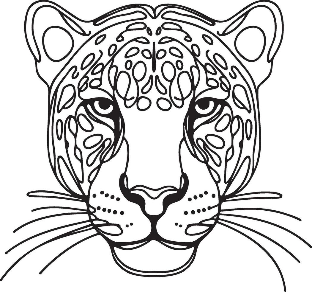 Jaguar Head Line Art. vector