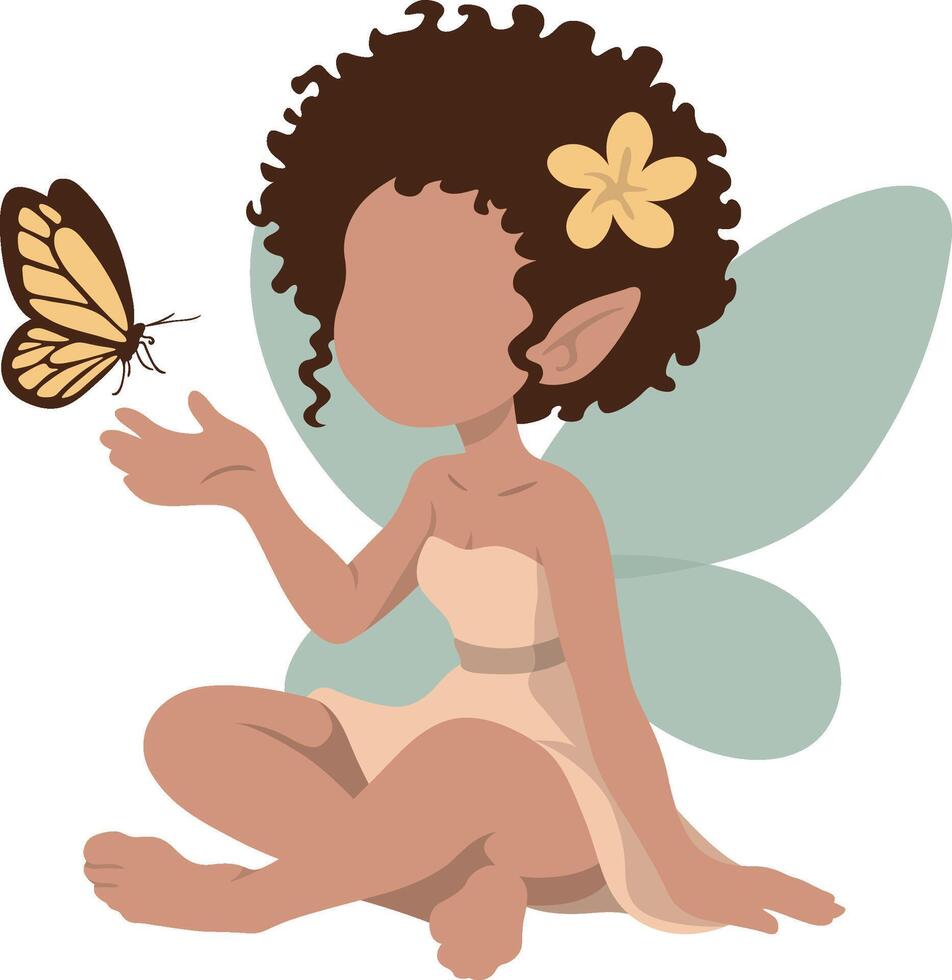 Sprite Fairy with Butterfly Illustration. vector