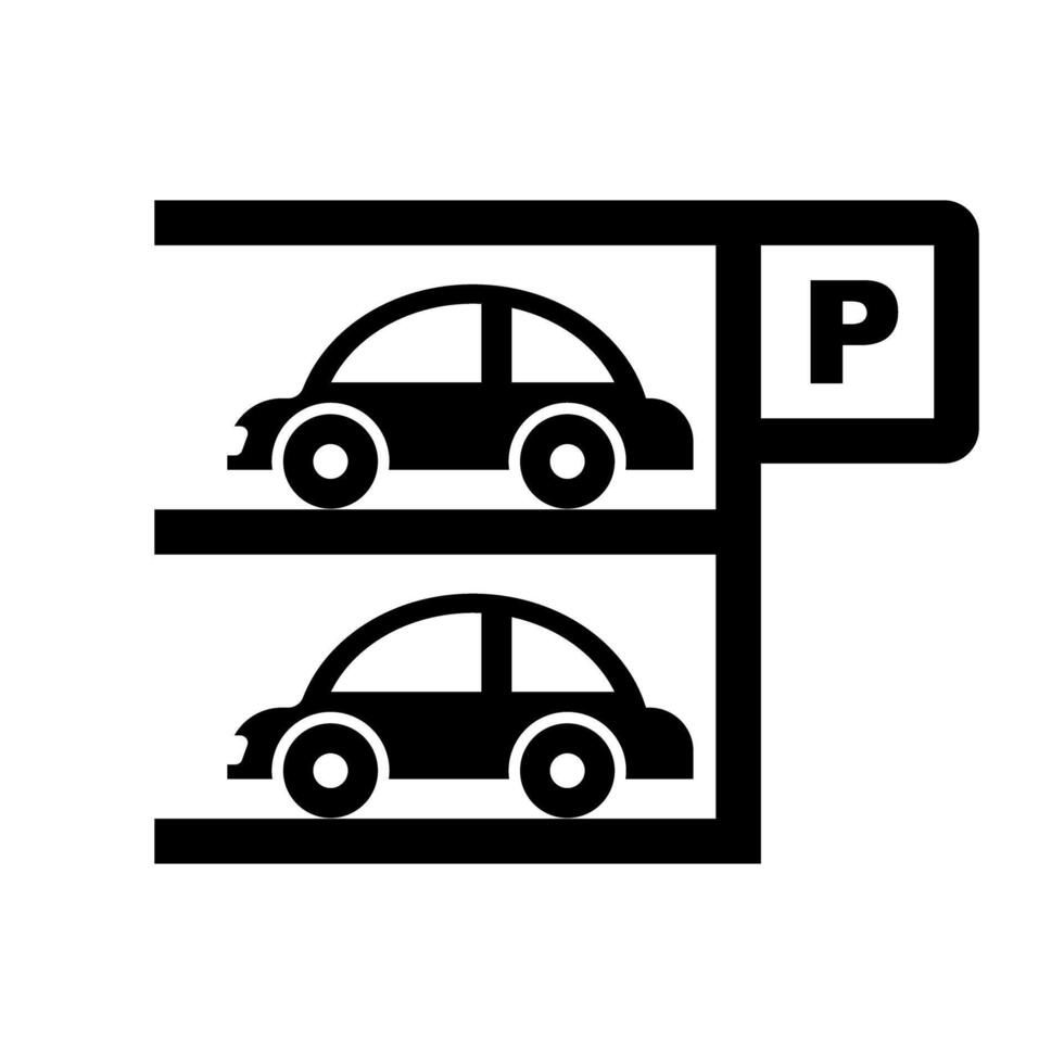 Simple multi-level parking lot silhouette icon. vector