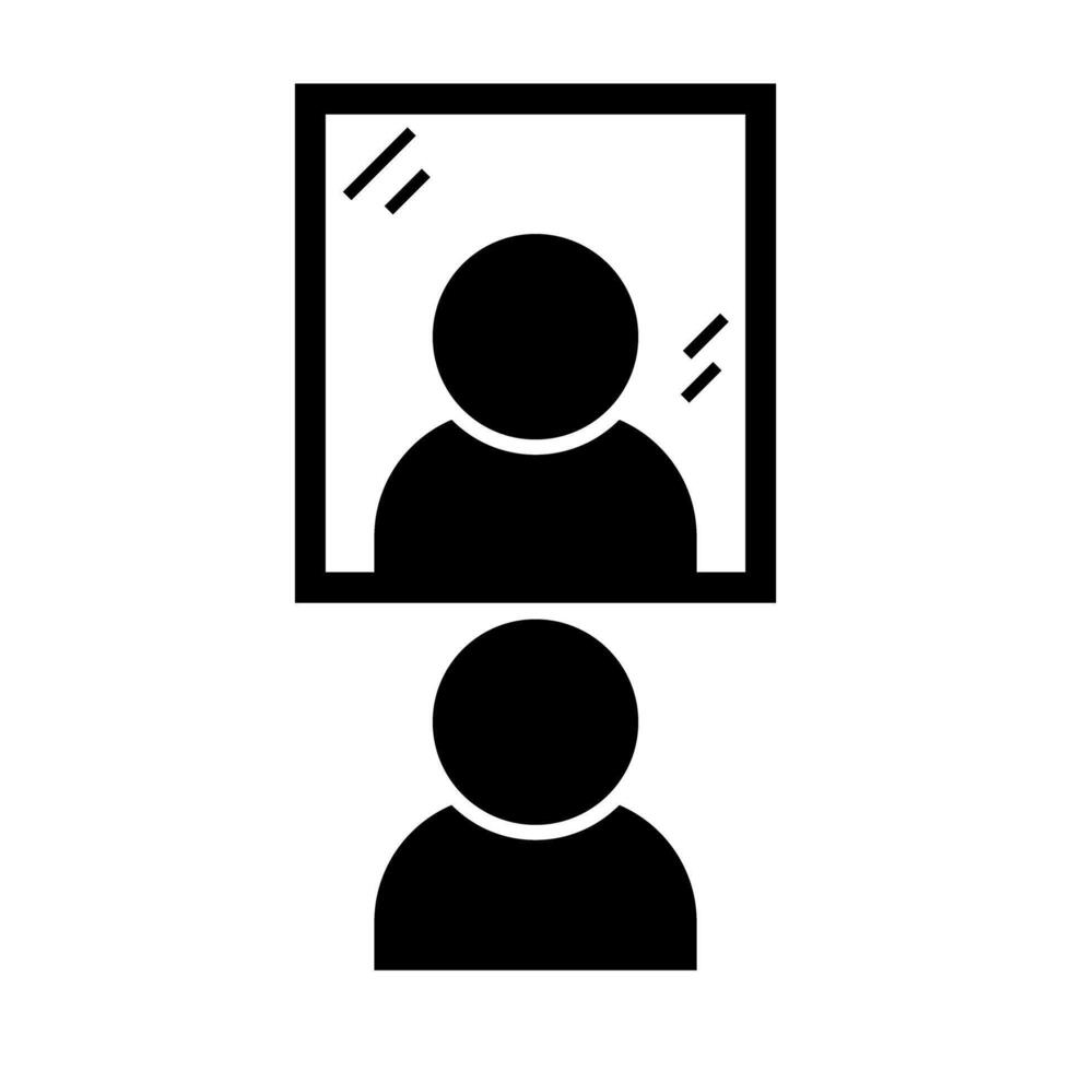 Reflection of person in mirror silhouette icon. vector