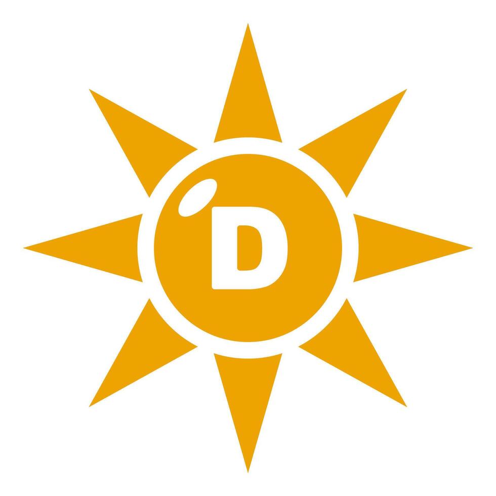Flat design vitamin D sun icon. vector