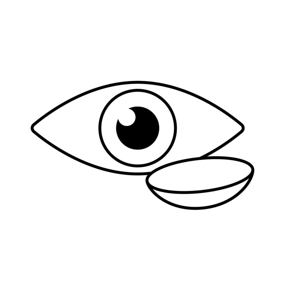 Simple design eye and contact lens. vector