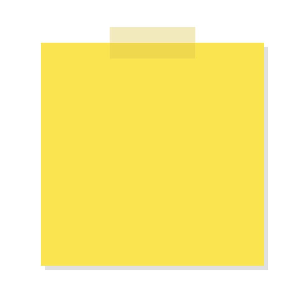 Yellow sticky note and clear tape. vector