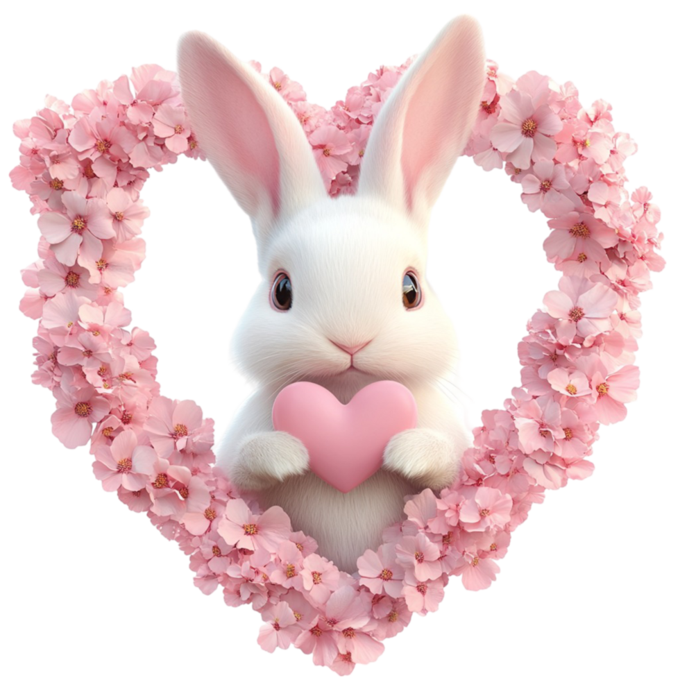 Cute Bunny Heart Shape Transparent Background png