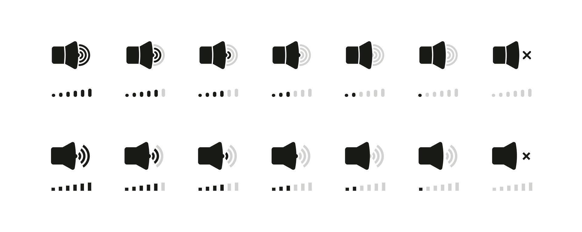 Simple Sound Volume Icons Set. Audio Control and Adjustment Symbols vector