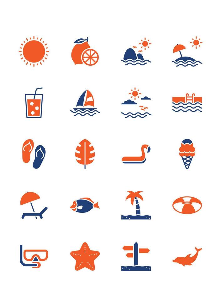 Summer vacation icons vector