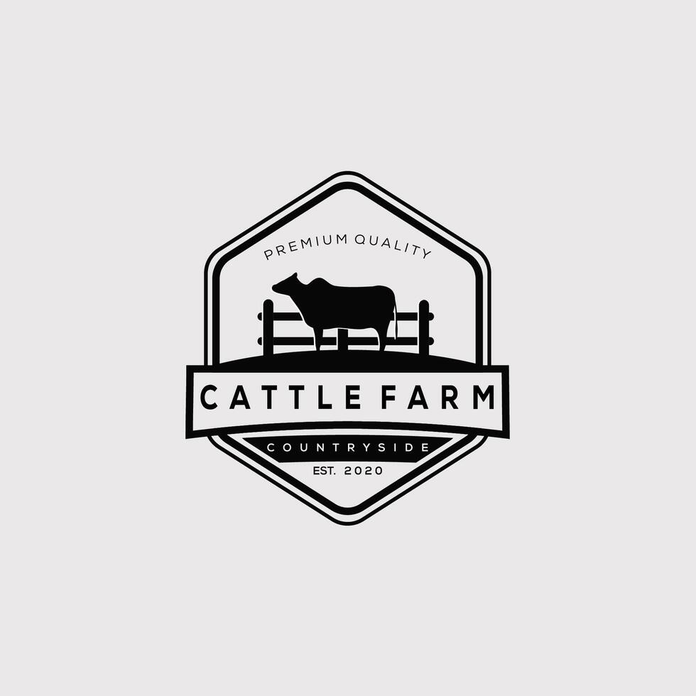 farm icon, cattle farm logo illustration design vector