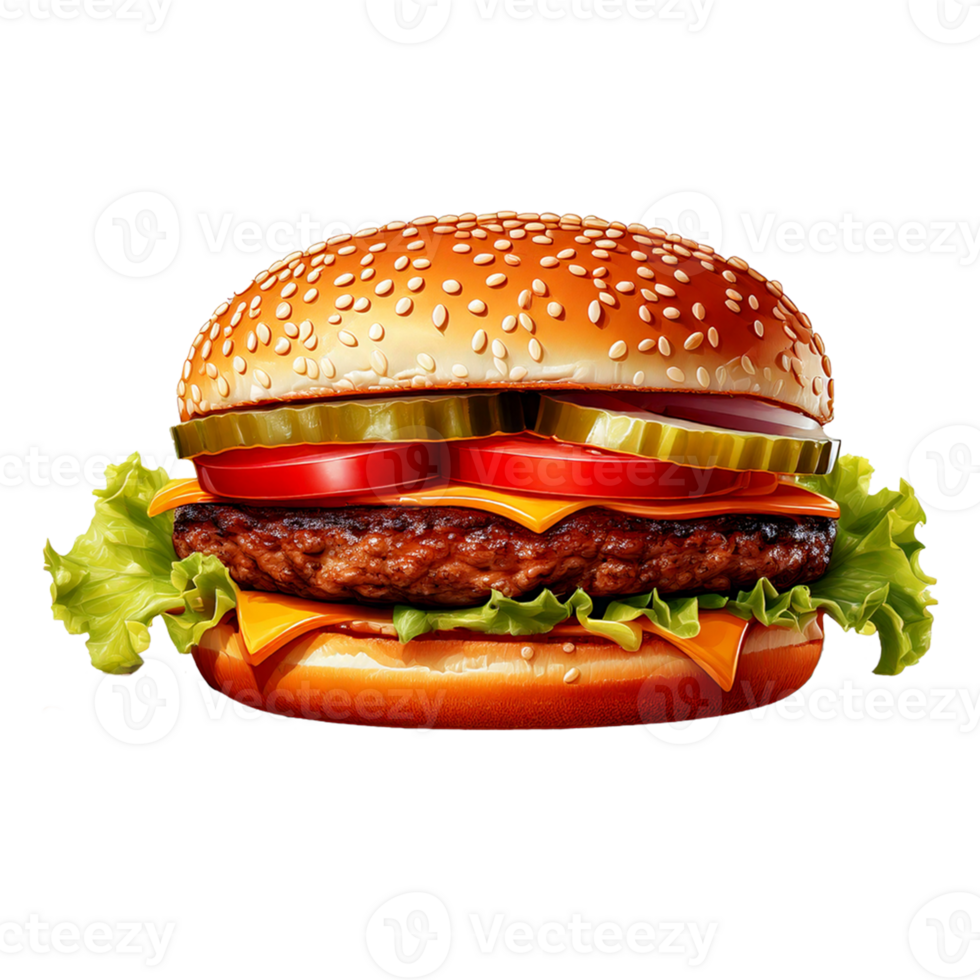 A hamburger with lettuce and cheese on it png