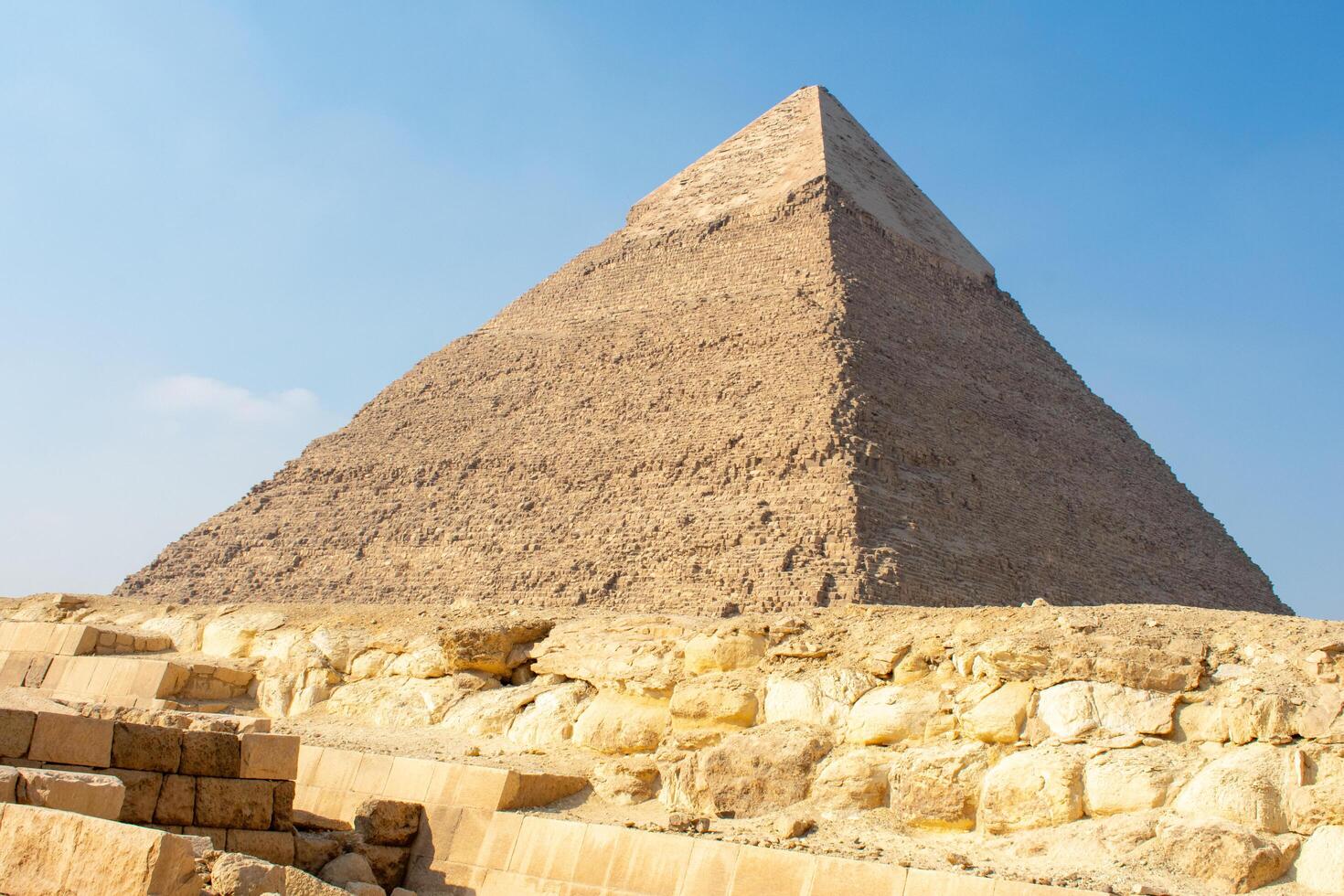 18.10.24 Giza, Egypt Tourist Sightseeing Great Pyramids of Chephren and Cheops, Cairo, Egypt. View on Cairo City photo
