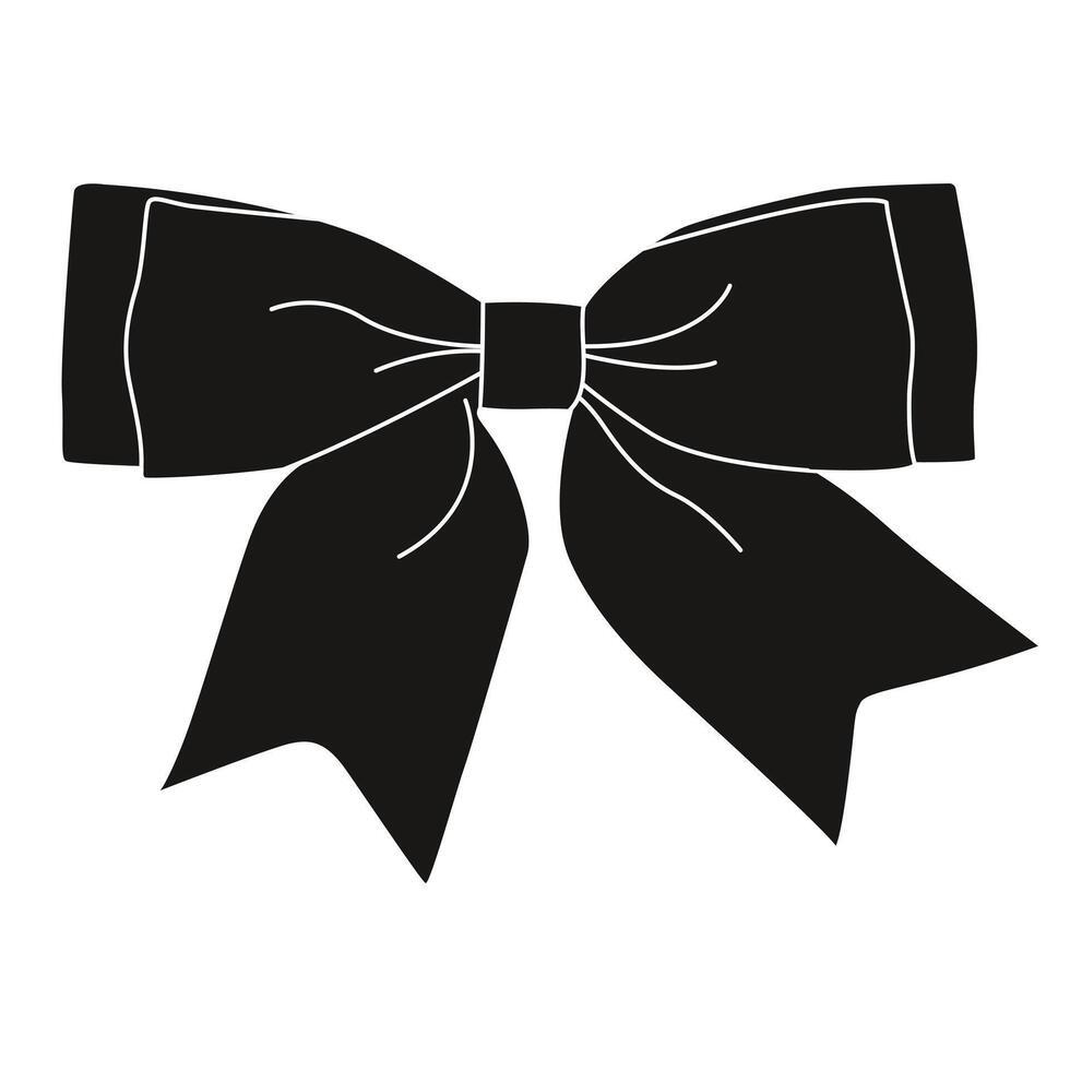 Bowknot for decoration. Isolated on a white background. Black and white bowknot. Trendy hair braiding ribbon. Wedding celebration and birthday party decorations. vector