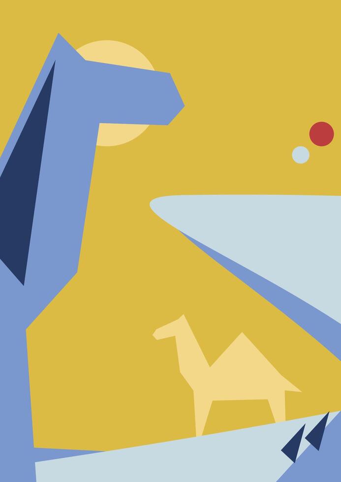 Camel and desert abstract colours shape Middle Eastern pattern vector