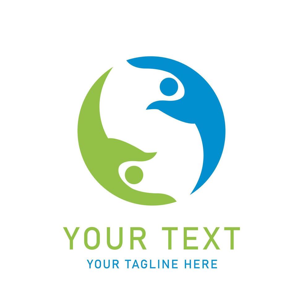 Abstract People Care Graphic Green Blue Circle Embrace Symbol for Community Support Family Charity Connection Togetherness Helping vector