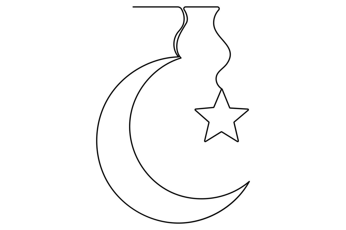 Artistic one line moon and star drawing for clean visual branding vector