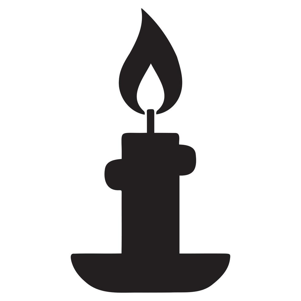 Black outline icon of candle on white vector