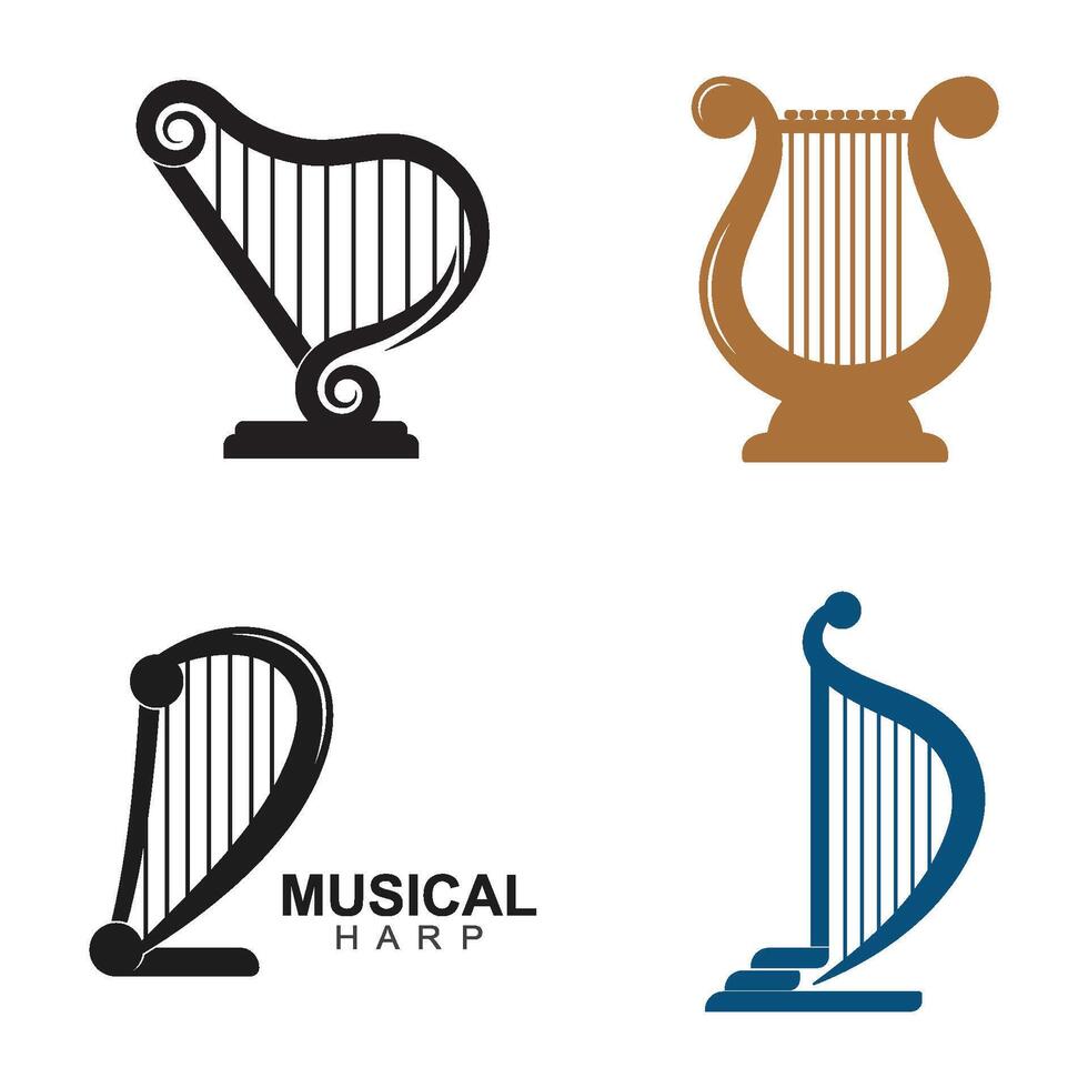 set Harp illustration logo vector